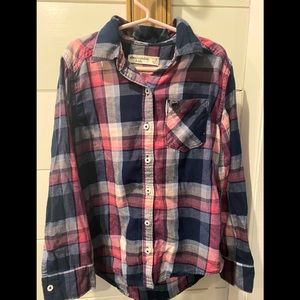 Girls Pink/ blue Abercrombie kids button up  7/8
